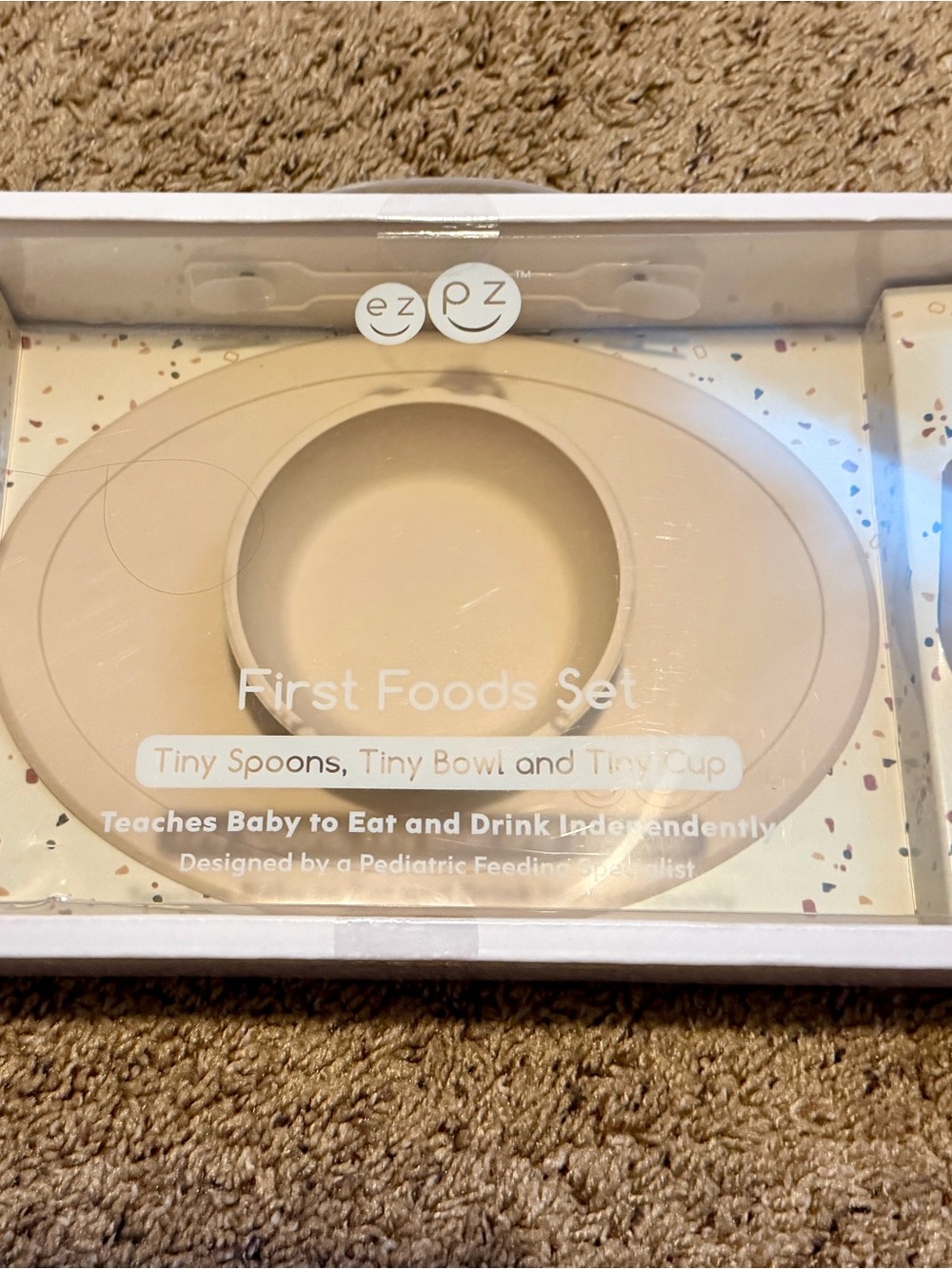 New in Box ezpz First Foods Set - Beige Baby Feeding Starter Kit